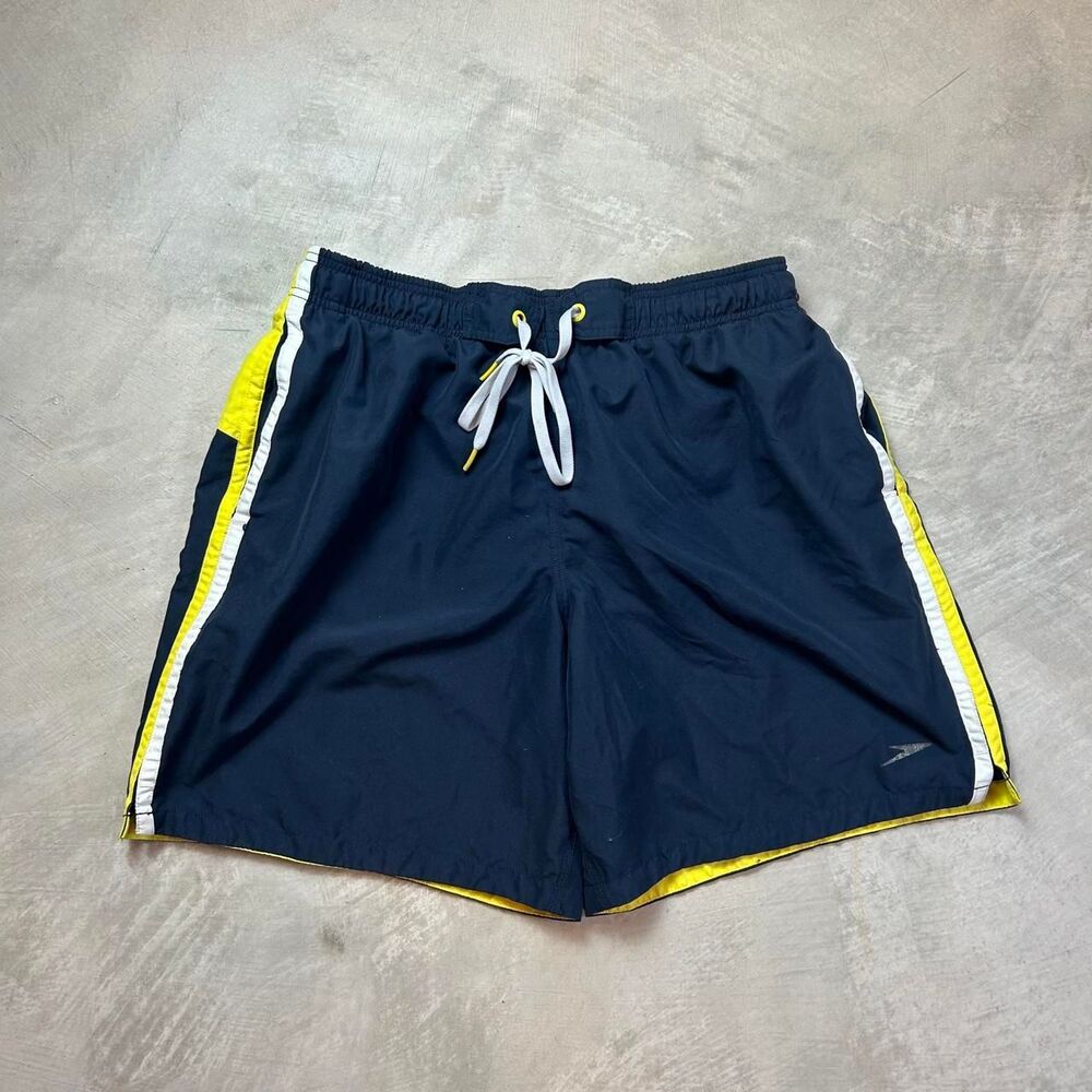 Speedo Men's Navy and Blue Swim-briefs-shorts